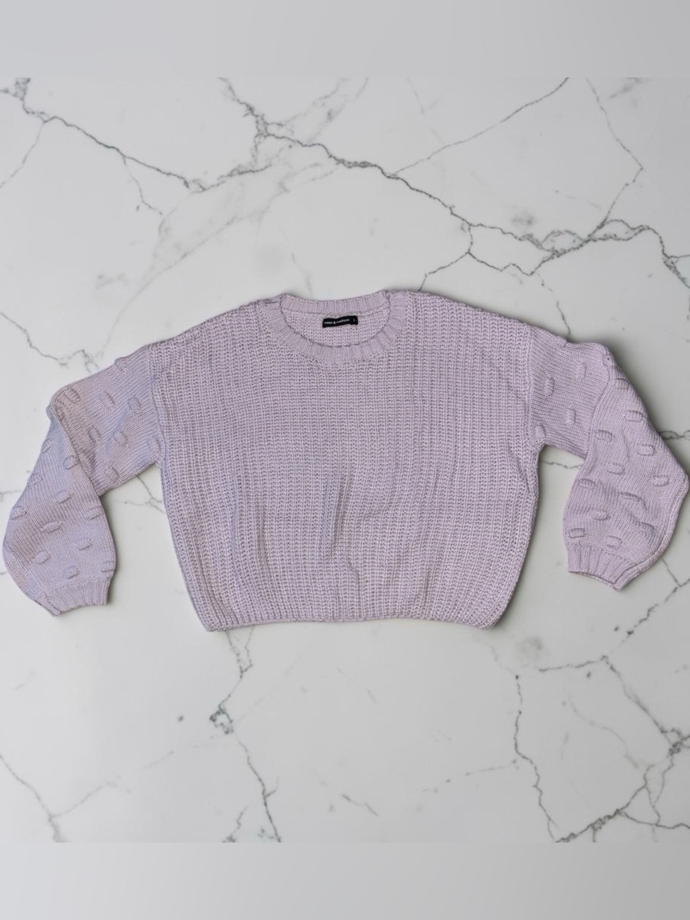 Moon & Madison Crop Lavender Knit Sweater